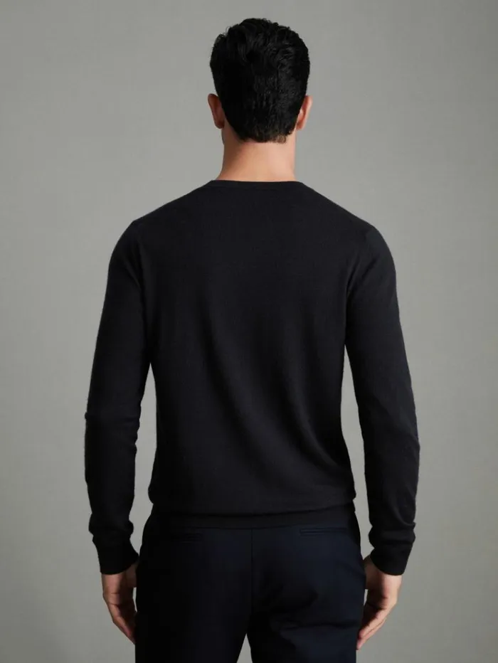 REISS Sweaters Men Merino Wool Crew Neck Jumper Navy
