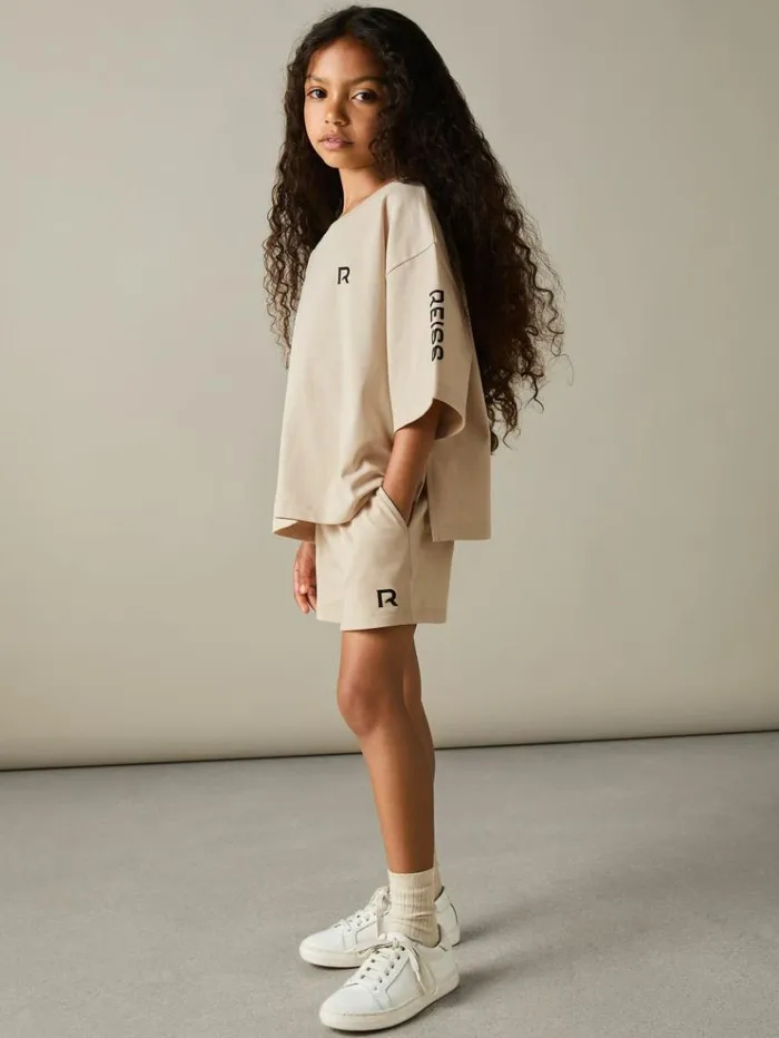 REISS Sweats and Hoodies Children CottonJersey Tshirt And Shorts Set Stone