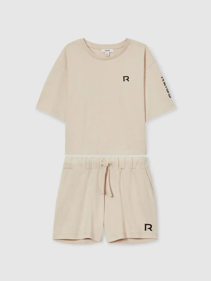 REISS Sweats and Hoodies Children CottonJersey Tshirt And Shorts Set Stone