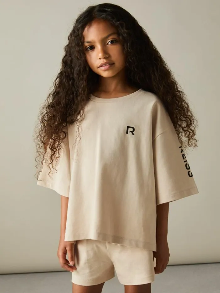 REISS Sweats and Hoodies Children CottonJersey Tshirt And Shorts Set Stone
