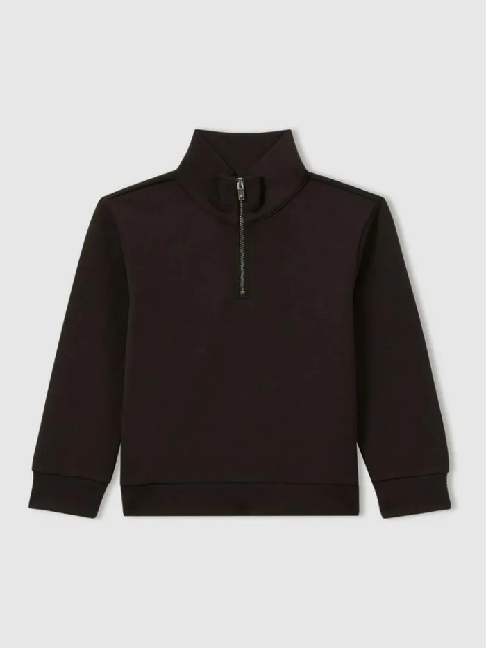 REISS Sweats and Hoodies Children Interlock Jersey HalfZip Sweatshirt Chocolate Brown REISS Sweats and Hoodies Children Interlock Jersey HalfZip Sweatshirt Chocolate Brown