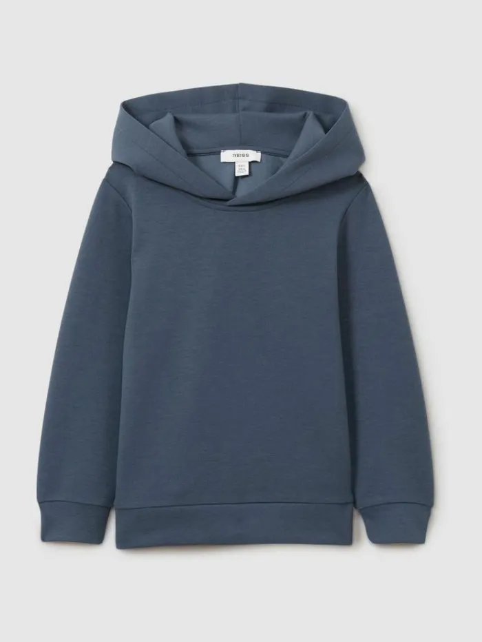 REISS Sweats and Hoodies Children Interlock Jersey Hoodie Dark Diesel Blue