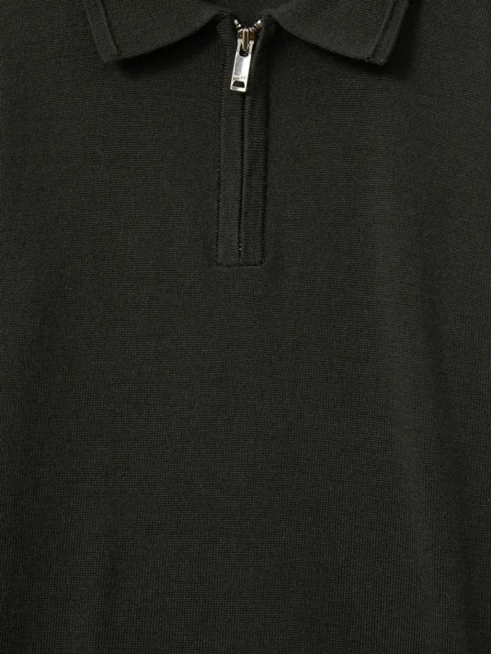 REISS Sweats and Hoodies Children Merino Wool Zip Neck Polo Shirt Green