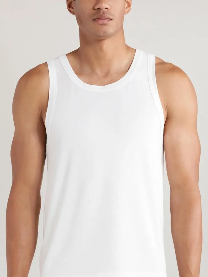 REISS Sweats Hoodies and Joggers Men CH Studios Crew Neck Vest With TENCEL Fibers White