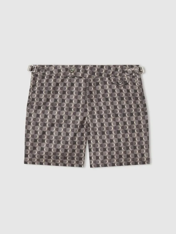 REISS Swimwear Men Hemingsworth IkatPrint Swim Shorts Blackneutral