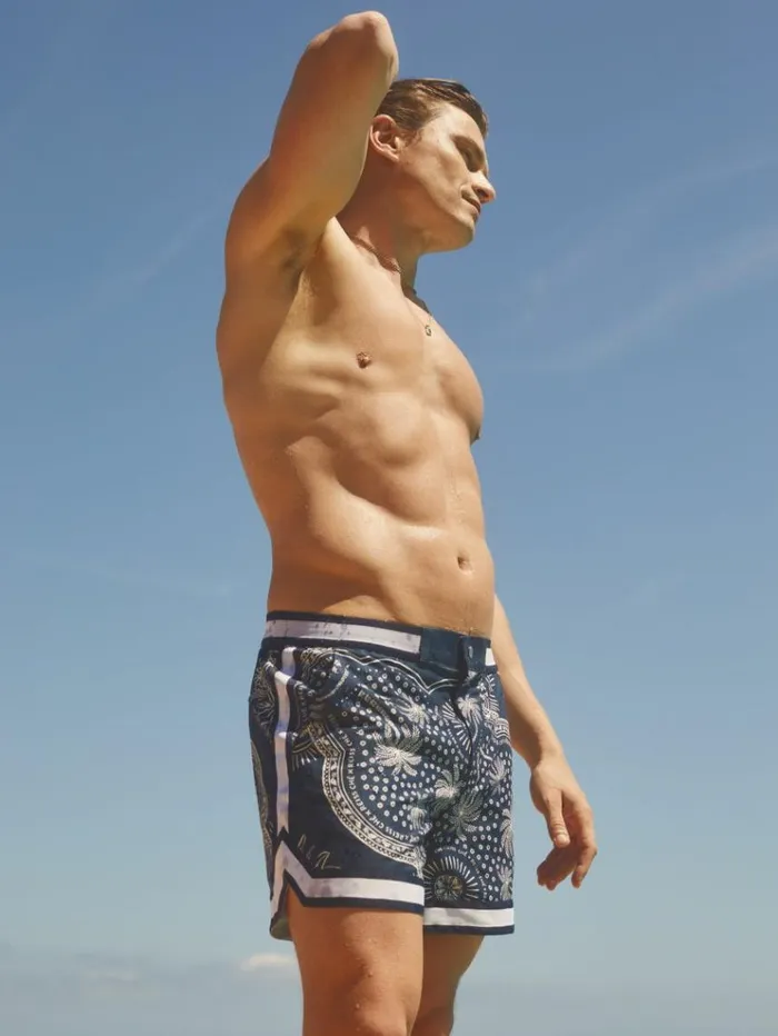 REISS Swimwear Men Reiss Ch Printed Elasticated Waist Swim Shorts Navywhite