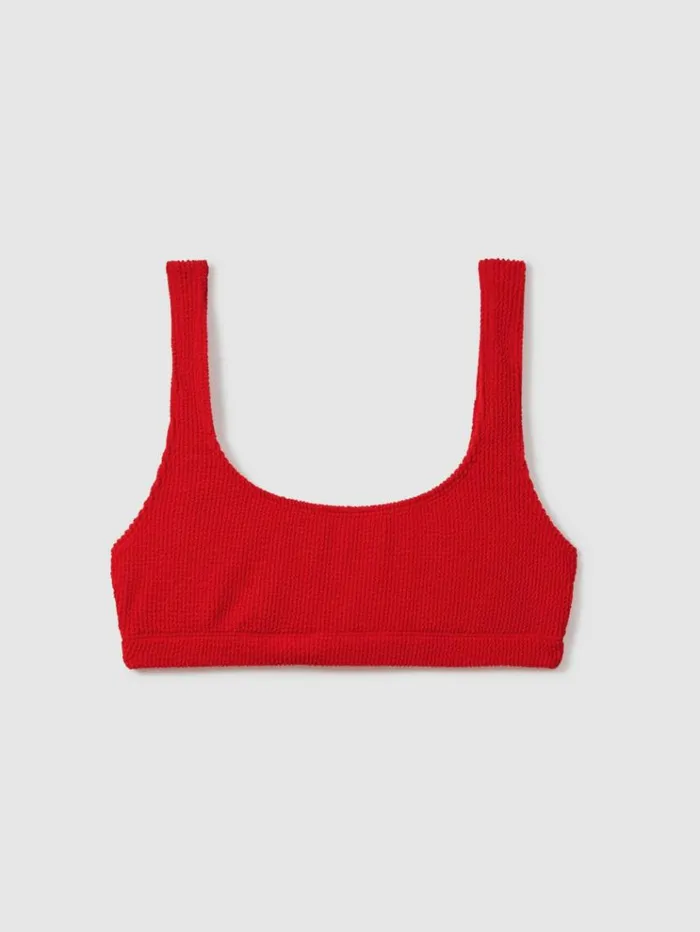 REISS Swimwear Women Always Fits Textured Bikini Bottoms Bright Red