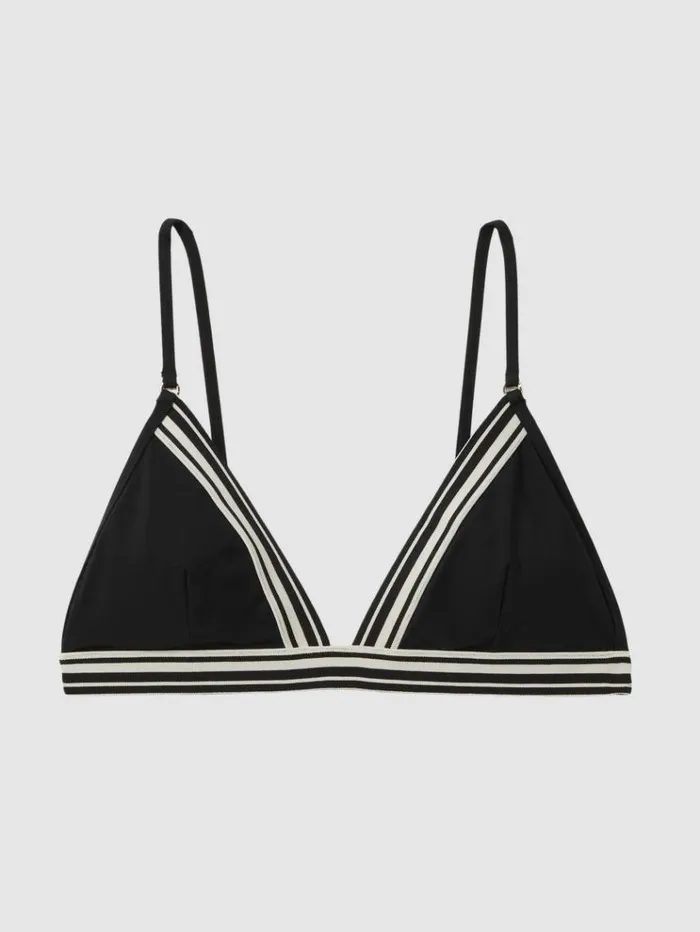 REISS Swimwear Women Colourblock Bikini Top Black