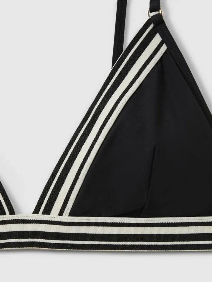 REISS Swimwear Women Colourblock Bikini Top Black