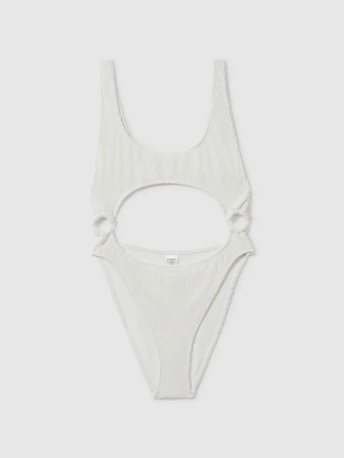 REISS Swimwear Women Good American CutOut Swimsuit Cloud White
