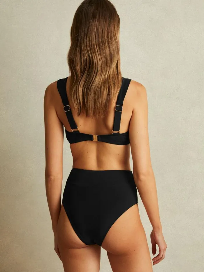 REISS Swimwear Women Wide Strap Boned Bikini Top Black