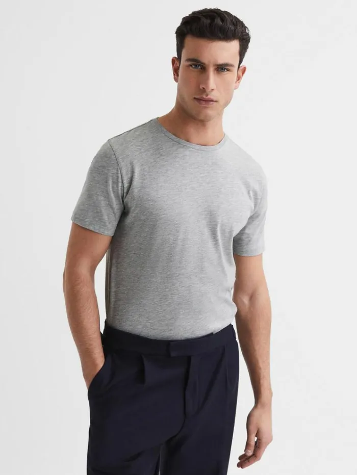 REISS TShirts Men Crew Neck TShirt Grey Marl