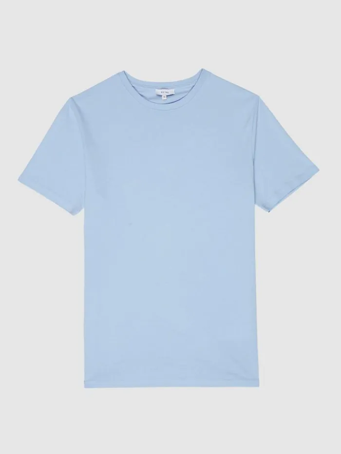 REISS TShirts Men Crew Neck TShirt Soft Blue