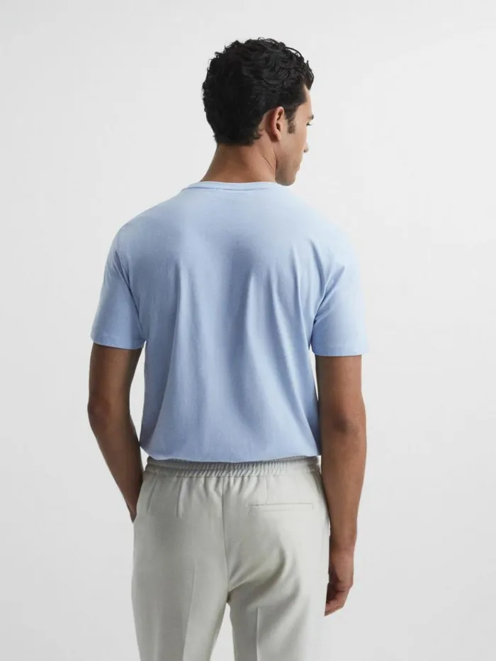 REISS TShirts Men Crew Neck TShirt Soft Blue