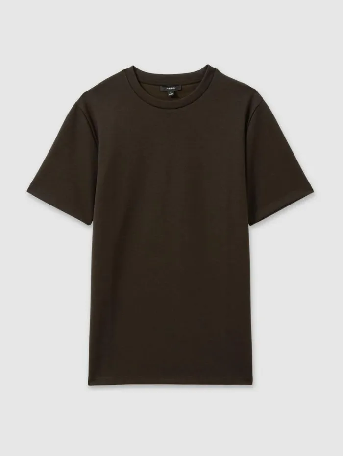 REISS TShirts Men Interlock Jersey Crew Neck TShirt Chocolate Brown