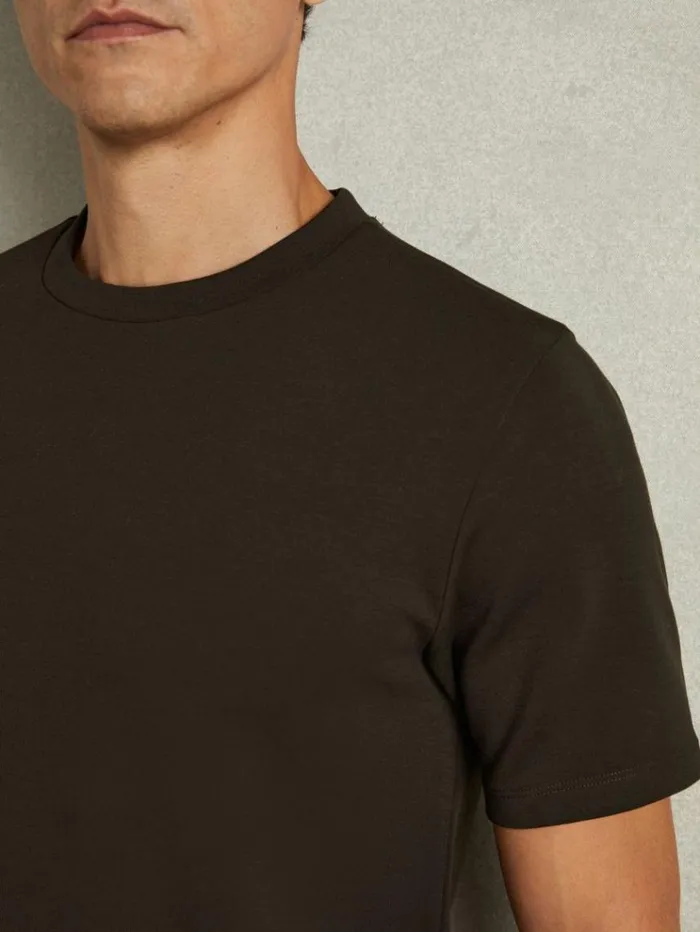 REISS TShirts Men Interlock Jersey Crew Neck TShirt Chocolate Brown