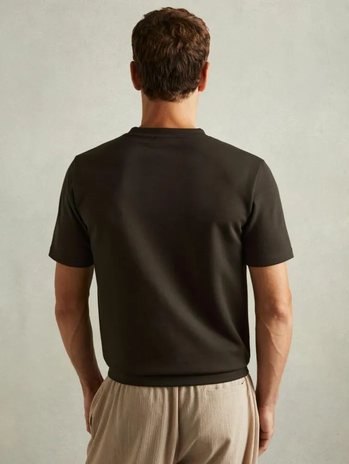 REISS TShirts Men Interlock Jersey Crew Neck TShirt Chocolate Brown