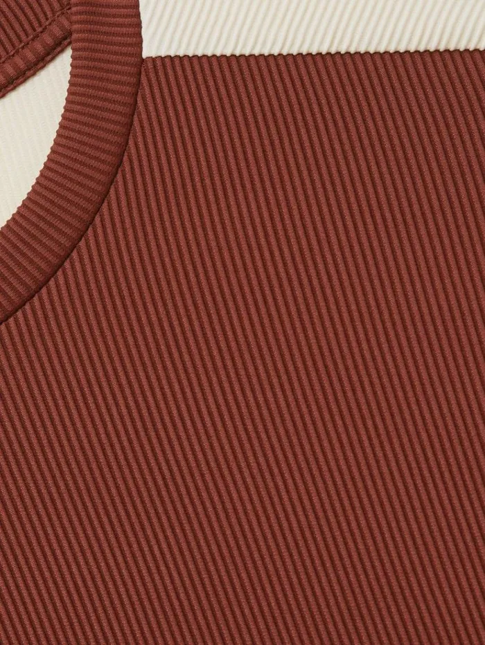 REISS TShirts Men Oversized Plisse Crew Neck TShirt Rust Redoff White