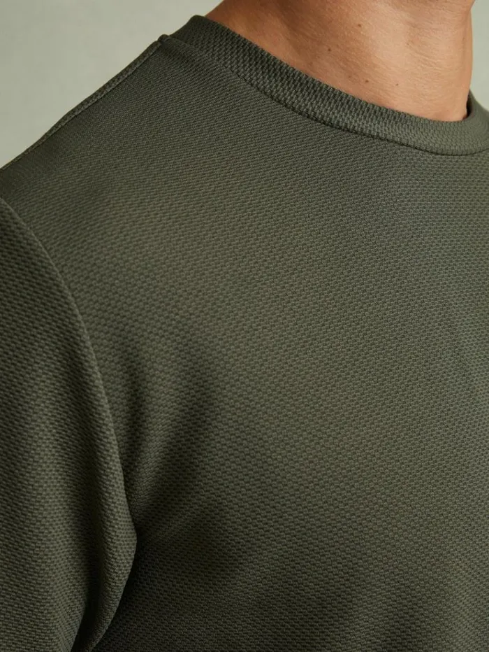 REISS TShirts Men Textured Crew Neck TShirt Green Smoke