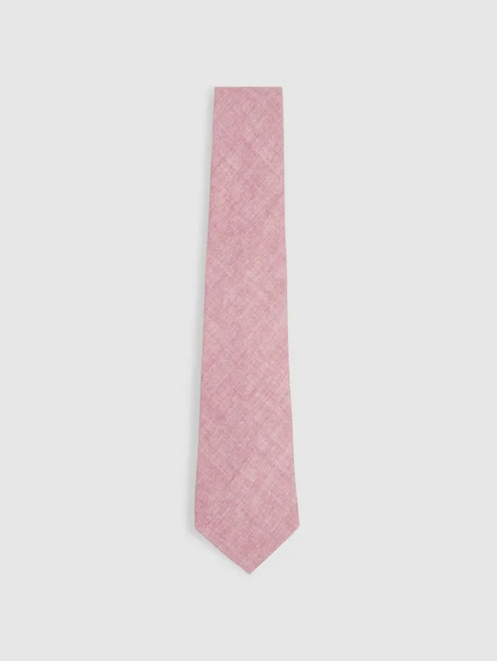 REISS Ties and Pocket Squares Men Melange Silk Tie Soft Pink Melange