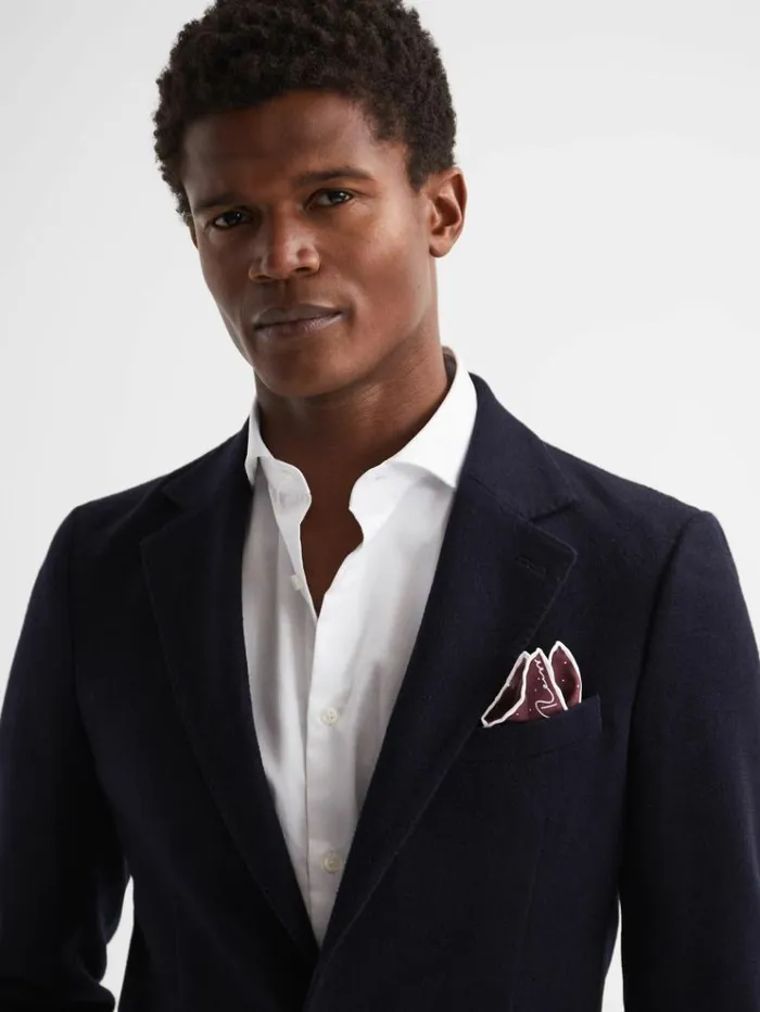 REISS Ties and Pocket Squares Men Polka Dot Silk Pocket Square Burgundy