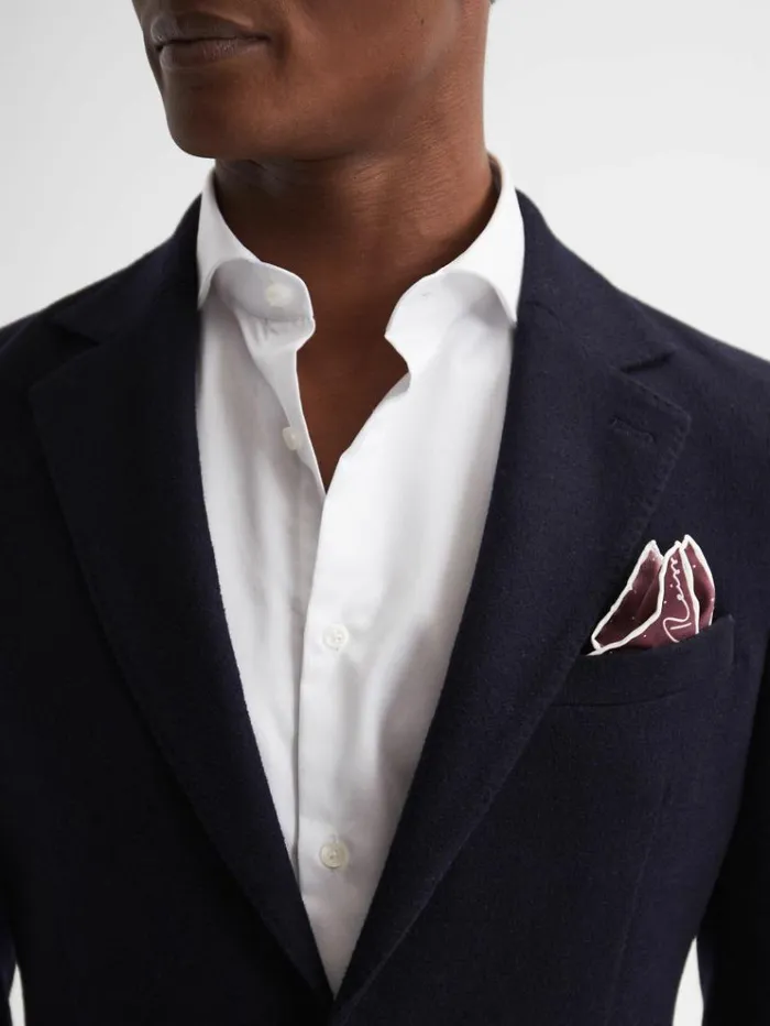REISS Ties and Pocket Squares Men Polka Dot Silk Pocket Square Burgundy