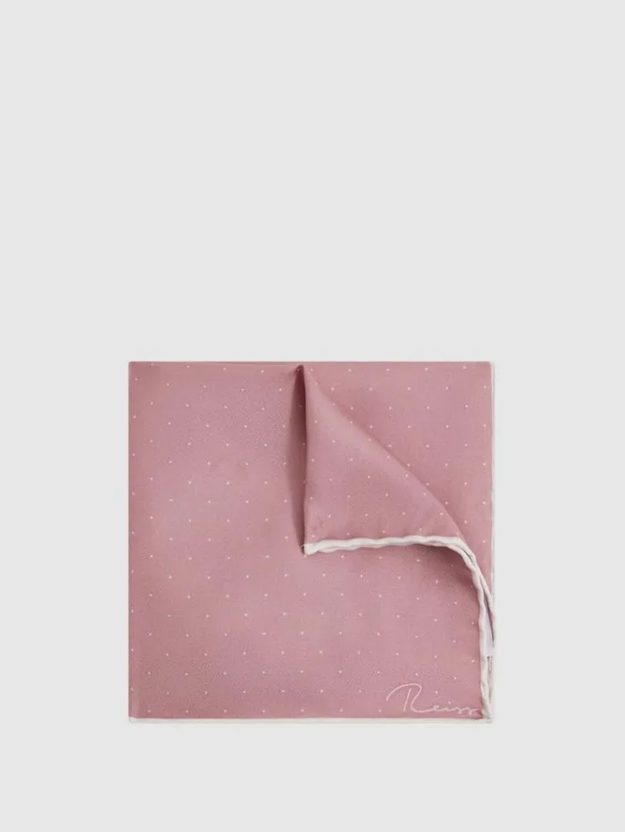 REISS Ties and Pocket Squares Men Polka Dot Silk Pocket Square Pink