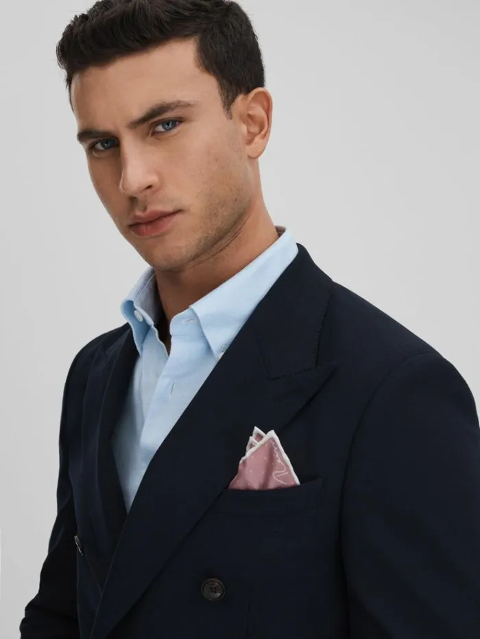 REISS Ties and Pocket Squares Men Polka Dot Silk Pocket Square Pink