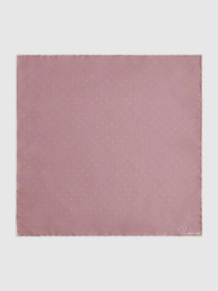REISS Ties and Pocket Squares Men Polka Dot Silk Pocket Square Pink