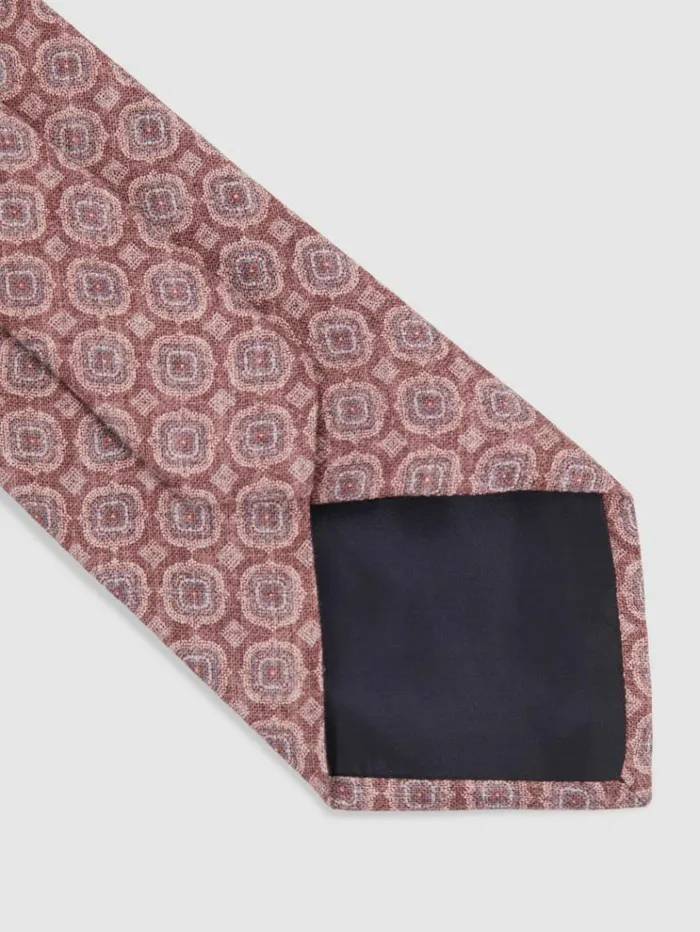 REISS Ties and Pocket Squares Men Silk Floral Medallion Tie Dusty Pink