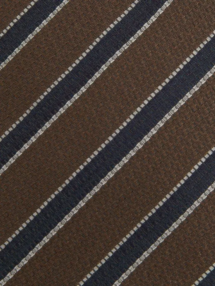 REISS Ties and Pocket Squares Men Textured Striped Tie Tobacconavy