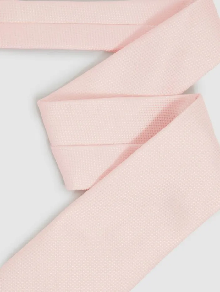 REISS Ties and Pocket Squares Men Textured Tie With Silk Light Pink