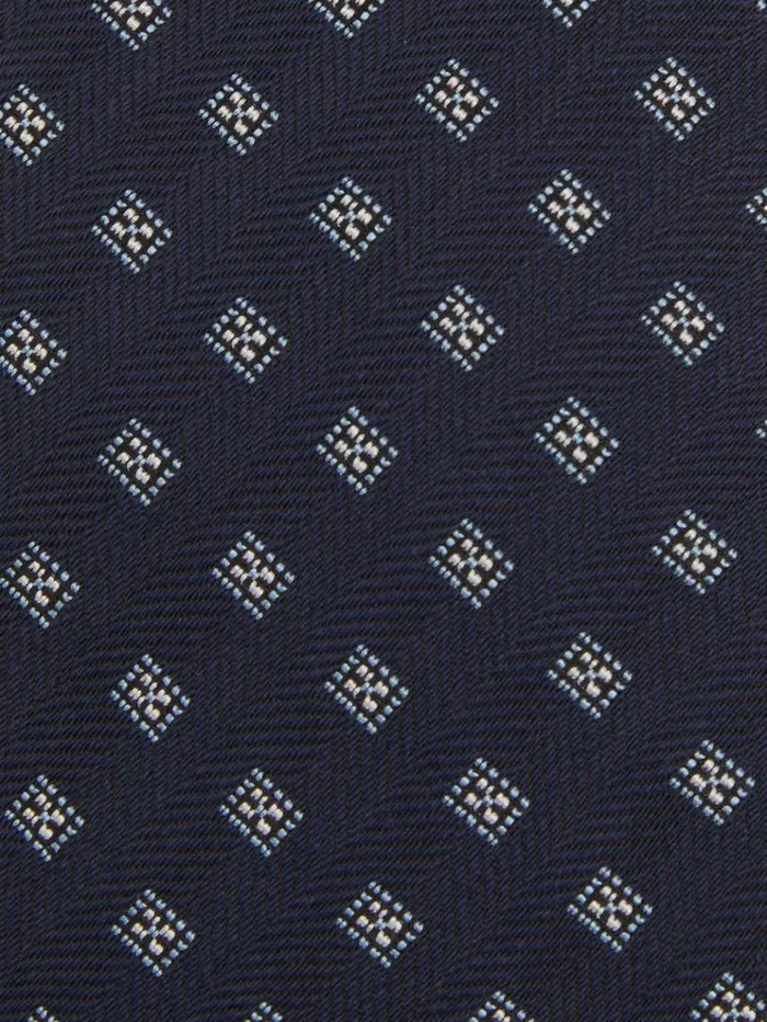 REISS Ties and Pocket Squares Men Wool Silk Foulard Textured Tie Navy