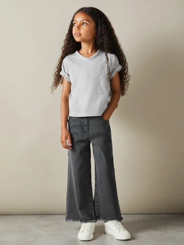 REISS Tops and TShirts Children CottonBlend VNeck TShirt Grey Marl