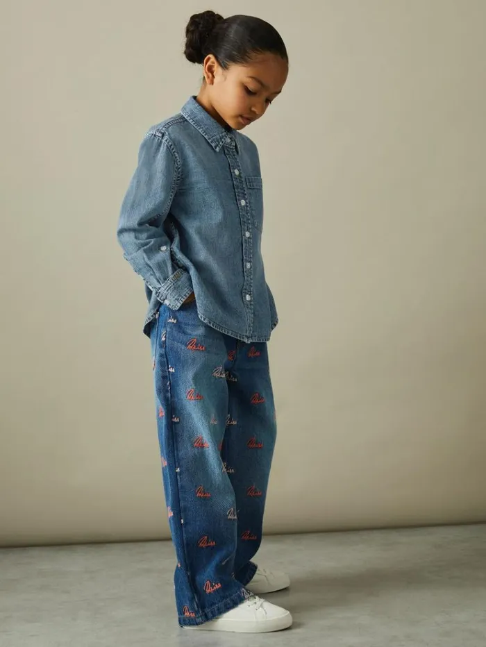 REISS Tops and TShirts Children Denim ButtonThrough Shirt Blue