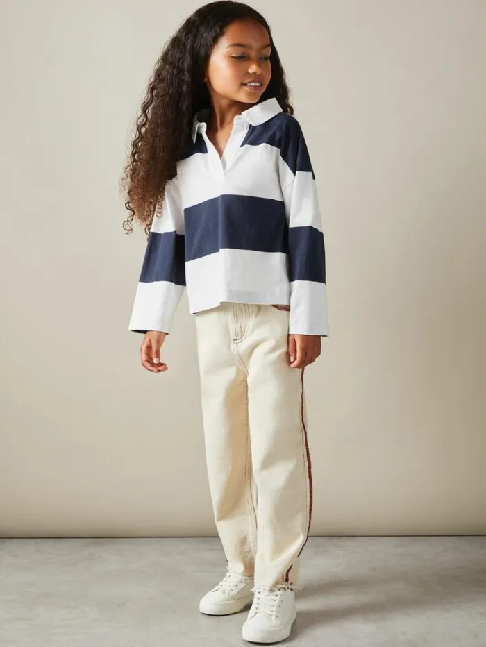 REISS Tops and TShirts Children Oversized Cotton Striped OpenCollar Rugby Top Navy REISS Tops and TShirts Children Oversized Cotton Striped OpenCollar Rugby Top Navy