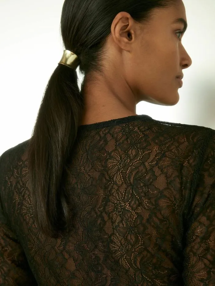 REISS Tops Women Lace DoubleLayer Bodysuit Black