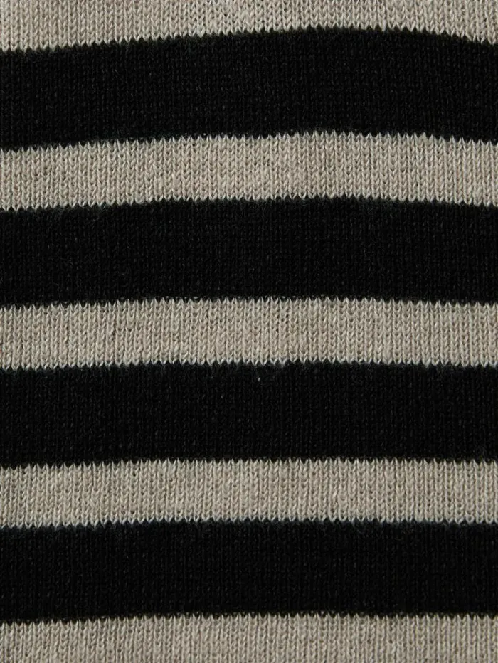 REISS Tops Women LinenWool Striped Knitted Vest Blackcamel