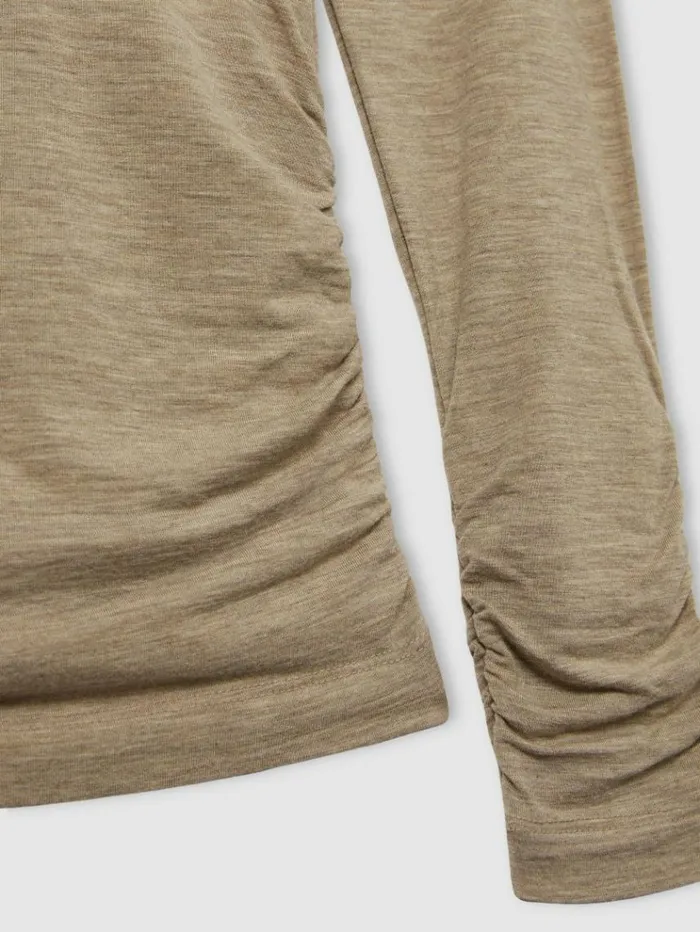 REISS Tops Women Ruched Jersey Top With Wool Neutral