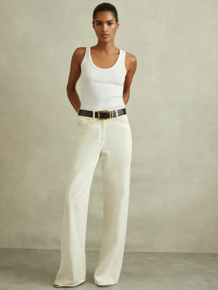 REISS Tops Women Scoop Neck Jersey Vest Top White