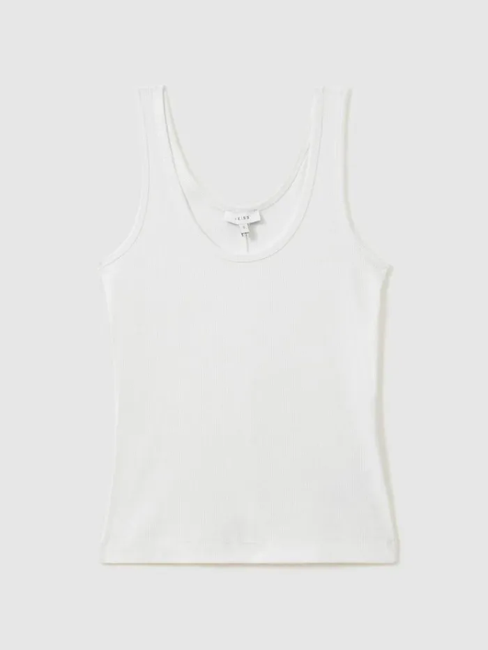 REISS Tops Women Scoop Neck Jersey Vest Top White