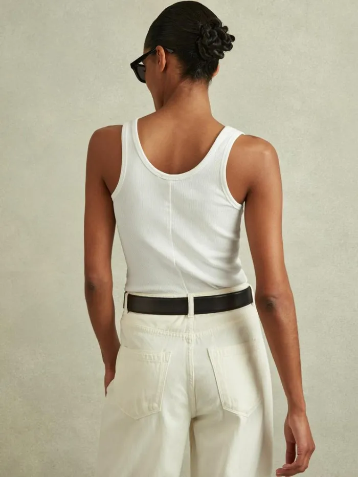 REISS Tops Women Scoop Neck Jersey Vest Top White