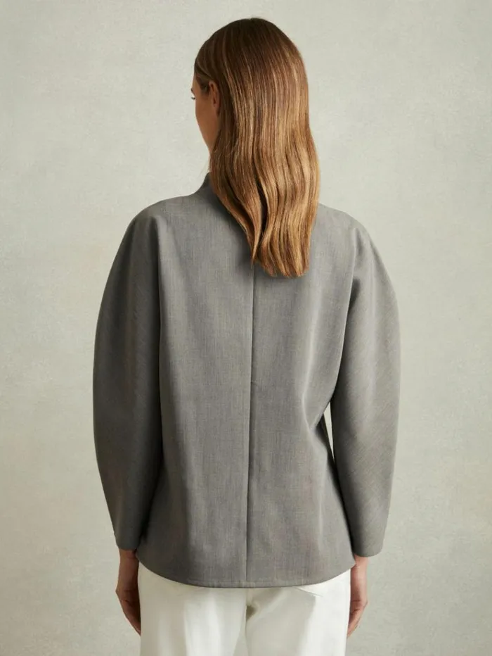 REISS Tops Women Sculpted High Neck Top Grey
