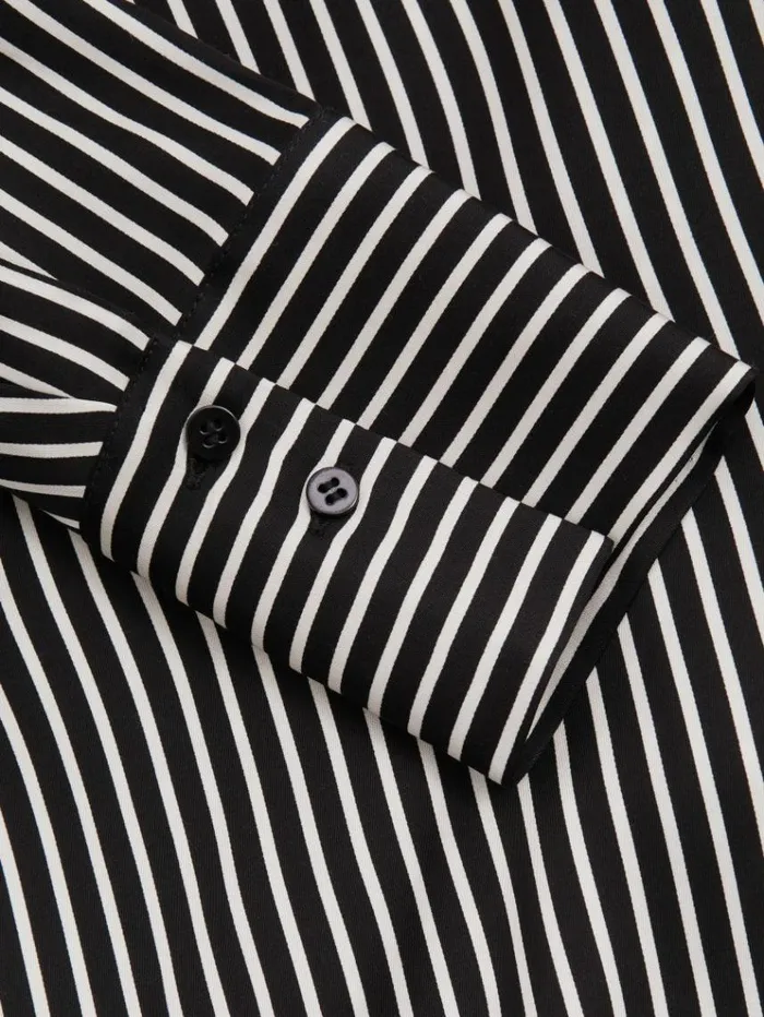REISS Tops Women Striped Cowl Neck Top Black
