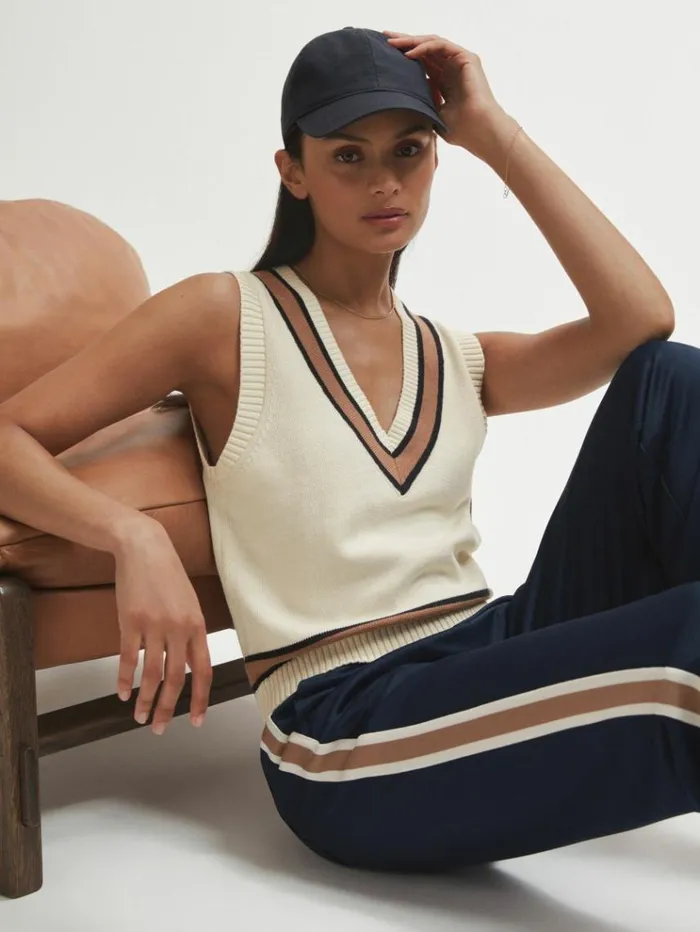 REISS Tops Women The Upside Knitted VNeck Vest Cream