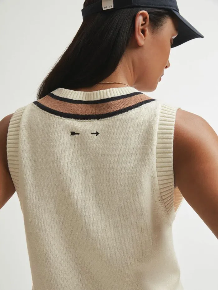REISS Tops Women The Upside Knitted VNeck Vest Cream