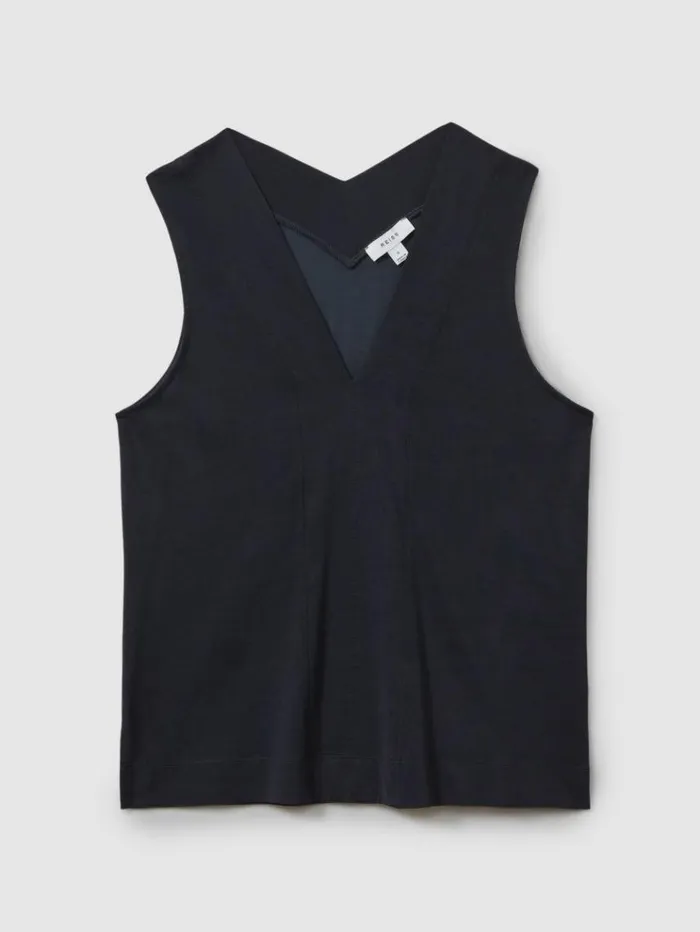 REISS Tops Women VNeck Shell Top Navy