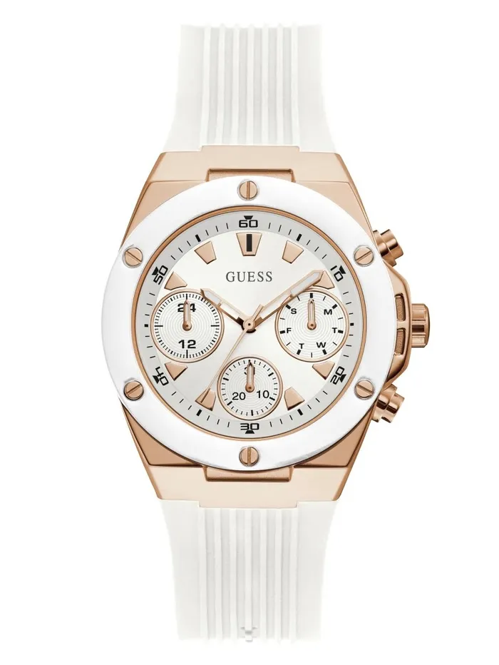 Rose GoldTone And White Multifunction Watch White Multi Watches GUESS Women