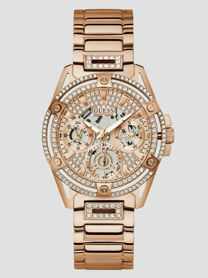 Rose GoldTone Rhinestone CutThrough Watch Rose Gold Women Watches GUESS