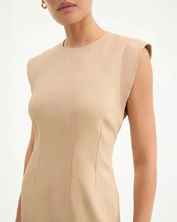 Rosedale Linen Dress Khaki Melange Women Veronica Beard Dresses